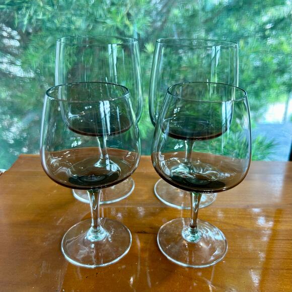 Vintage Holmegaard Mid-Century Modern Smokey Glass Water Goblets Set of 4 - Picture 2 of 7